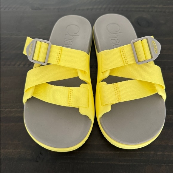 Chaco Chillos Slide Sandals Limelight Yellow Gray Comfort Outdoor Women’s 6 - Picture 2 of 7